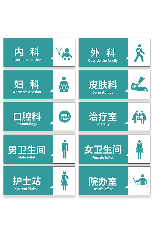医疗医院蓝色导视金属门牌