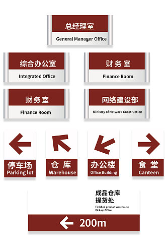 红色金属指示导视门牌