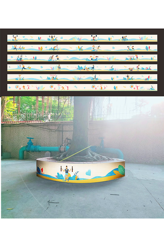 卡通体育墙体墙绘-众图网