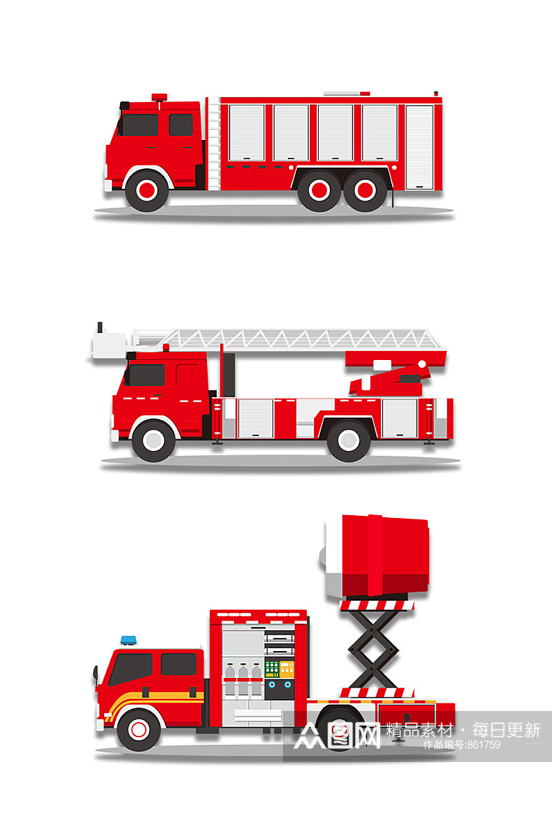 红色消防车素材元素素材