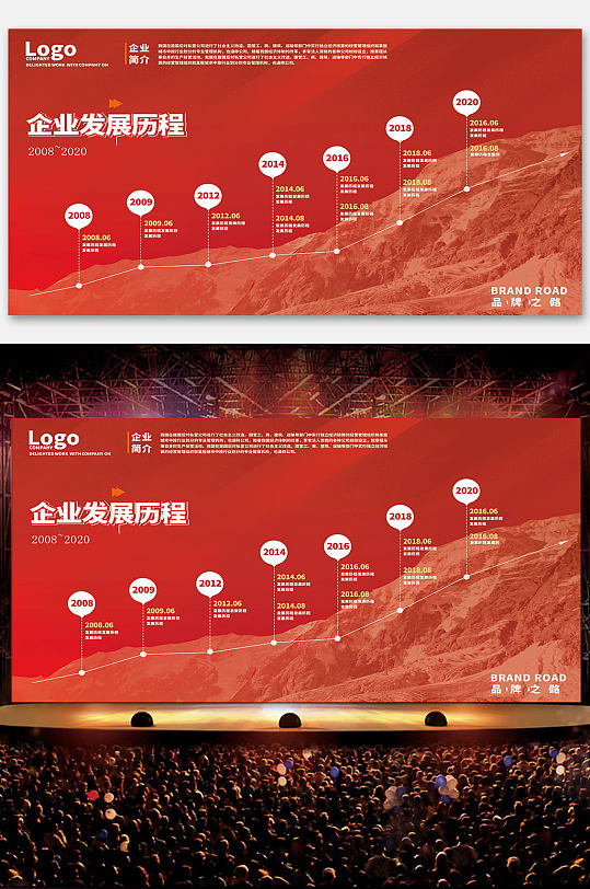 企业发展历程红色展板