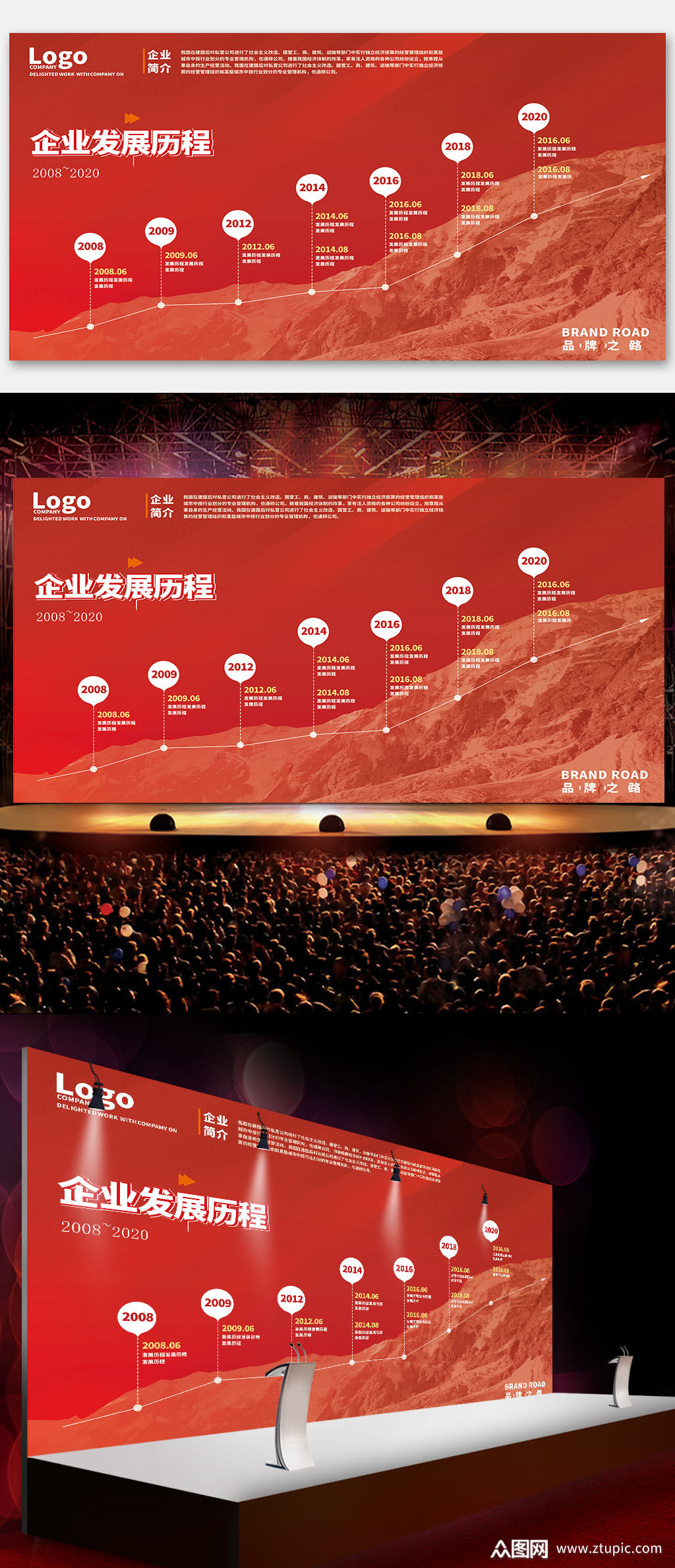 企业发展历程红色展板