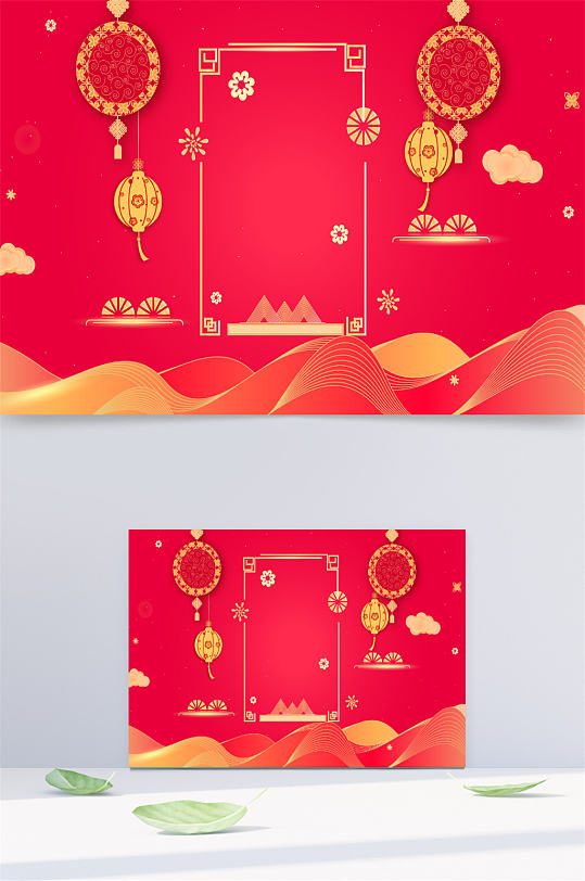 红色新春背景素材