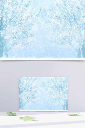 蓝色冬季雪景背景