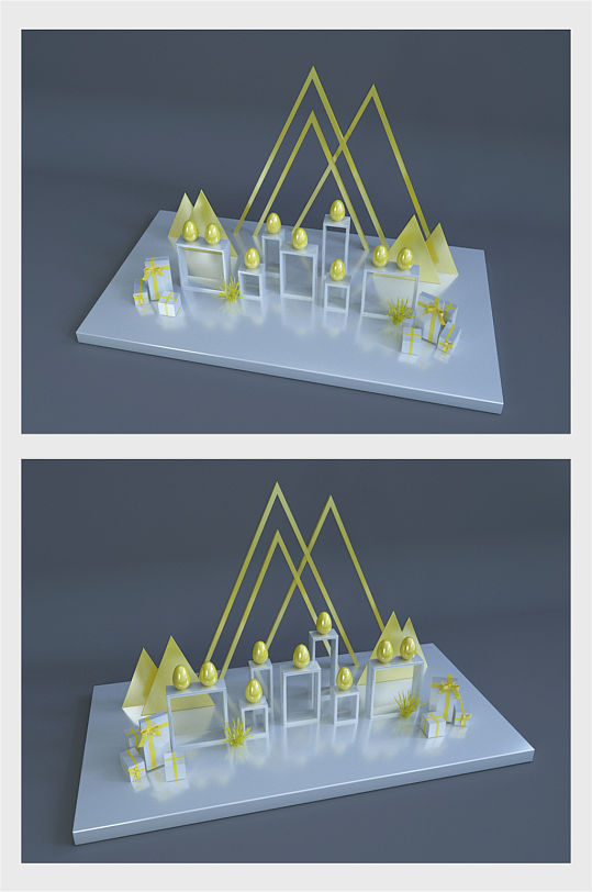 简约商场砸金蛋美陈设计 礼品区地堆美陈