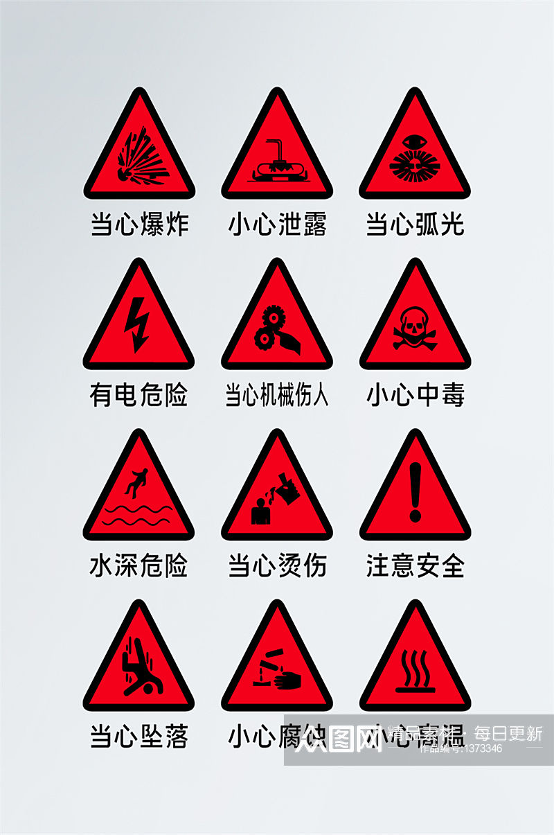 红色常用安全警示牌素材