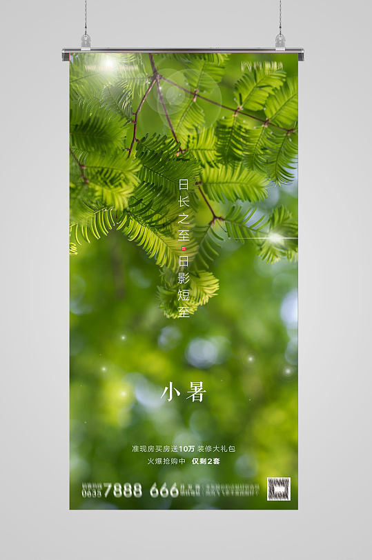 绿色树叶小暑海报