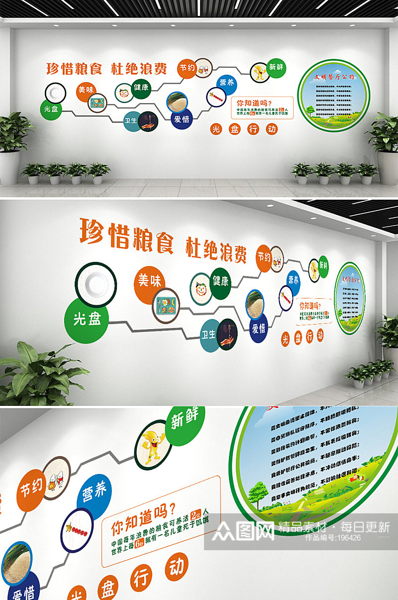 社区食堂文明文化墙素材