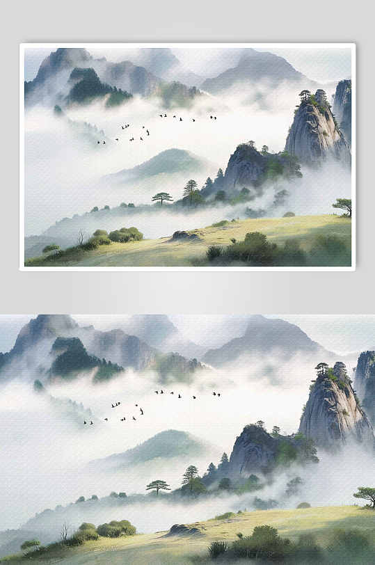 水墨山水装饰背景画-众图网