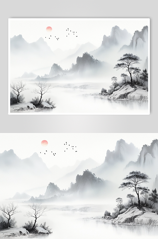 水墨山水电视背景墙