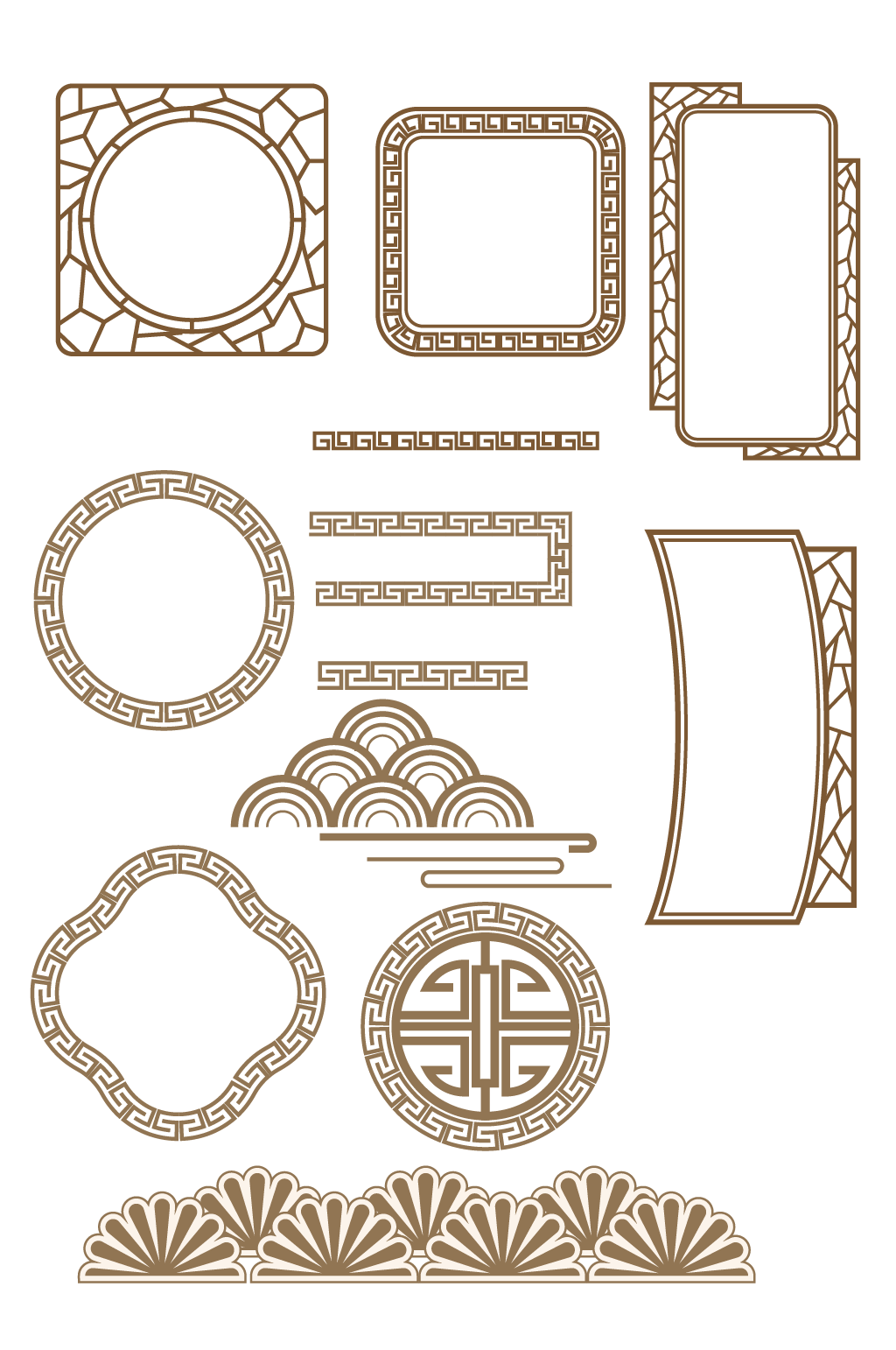 中式古典雕刻边框窗框中国风文化墙标题框素材