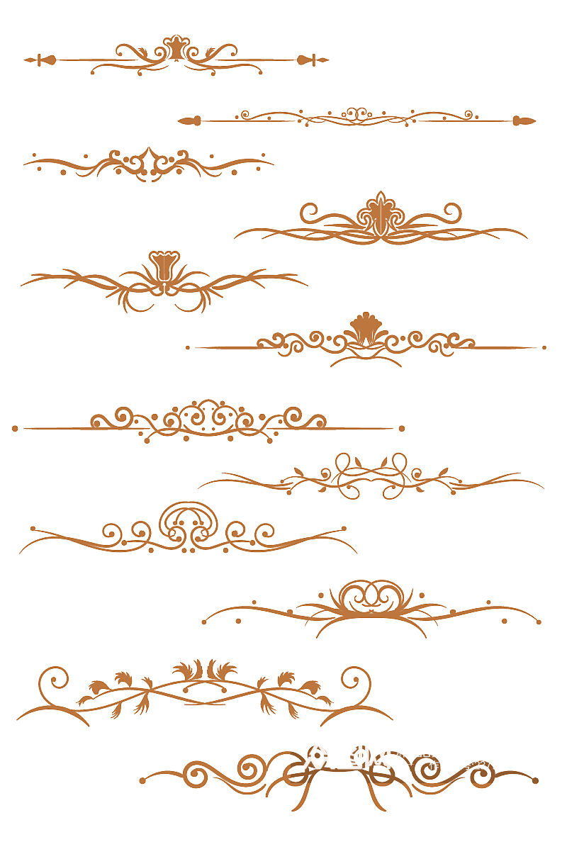欧式古典花纹花边铁艺文本分割线素材