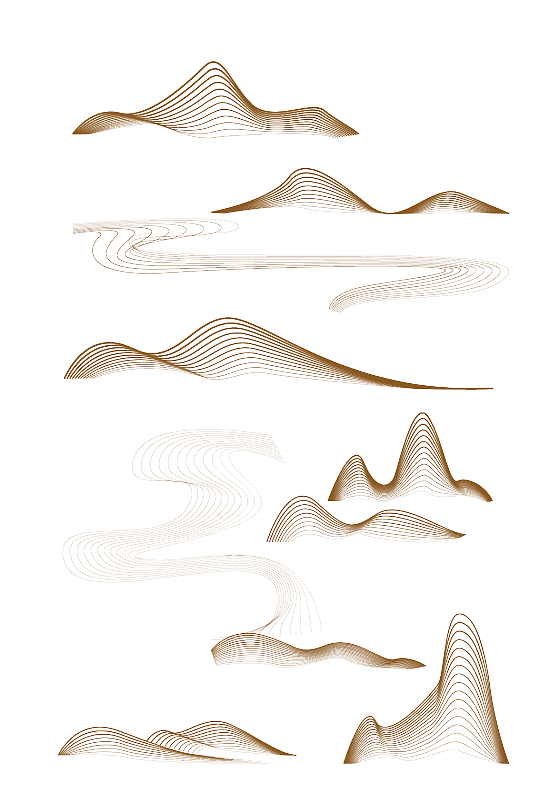 中国风古典线性山纹山峰图案纹理