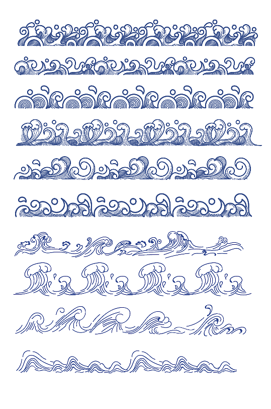 中国风古典祥云纹浪花纹