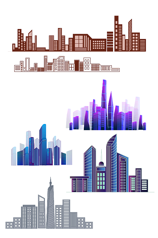 现代城市建筑地产高楼大厦城市剪影