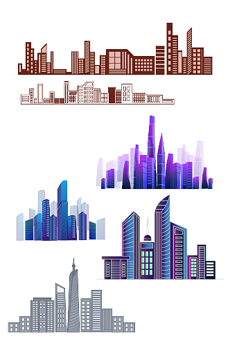 现代城市建筑地产高楼大厦城市剪影