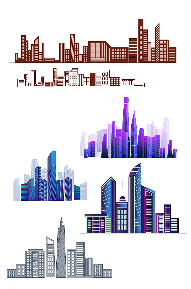 现代城市建筑地产高楼大厦城市剪影素材