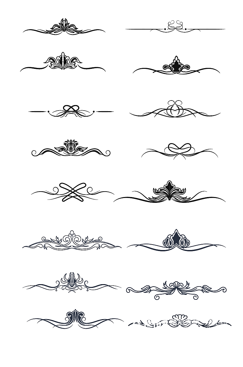 欧式古典复古花纹花边文本分割线边框素材