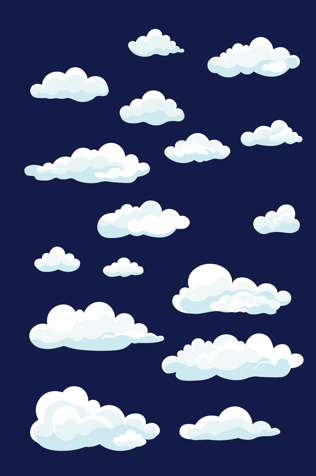 卡通手绘蓝天白云云朵元素素材