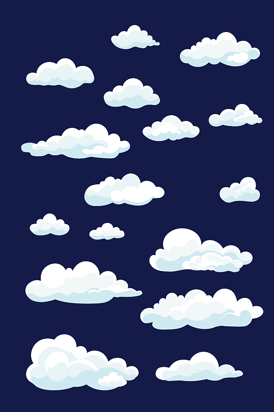 卡通手绘蓝天白云云朵元素