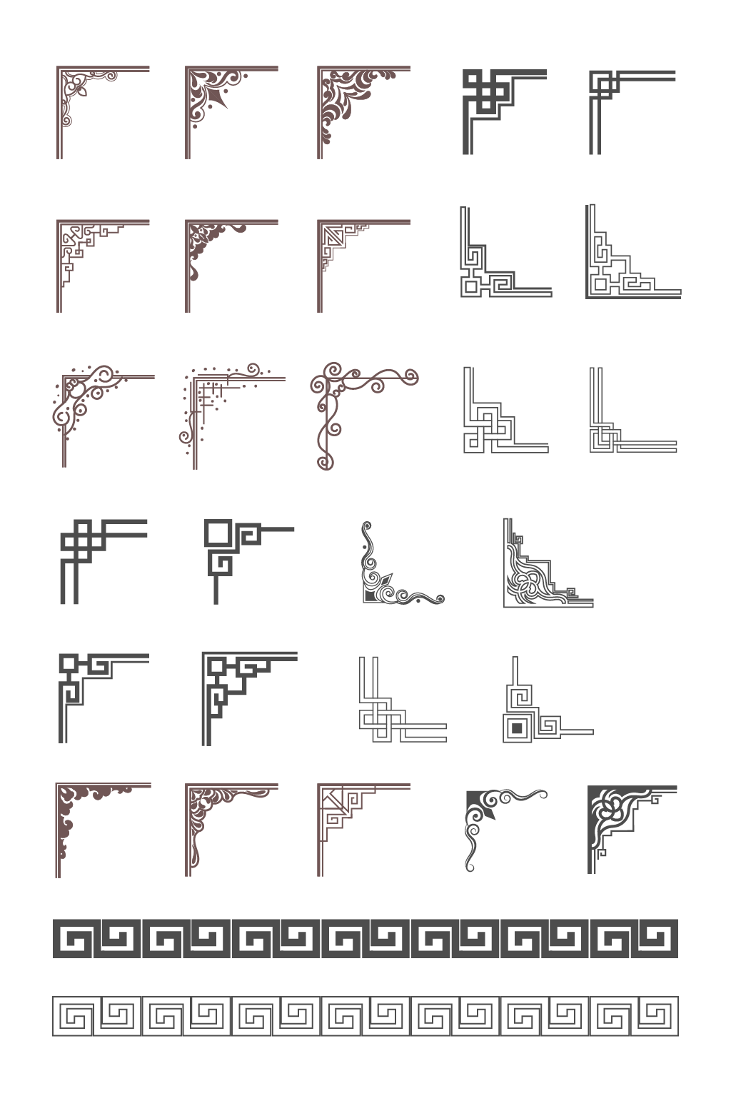 中国风古典文化墙雕刻边框边角中式花纹花边素材