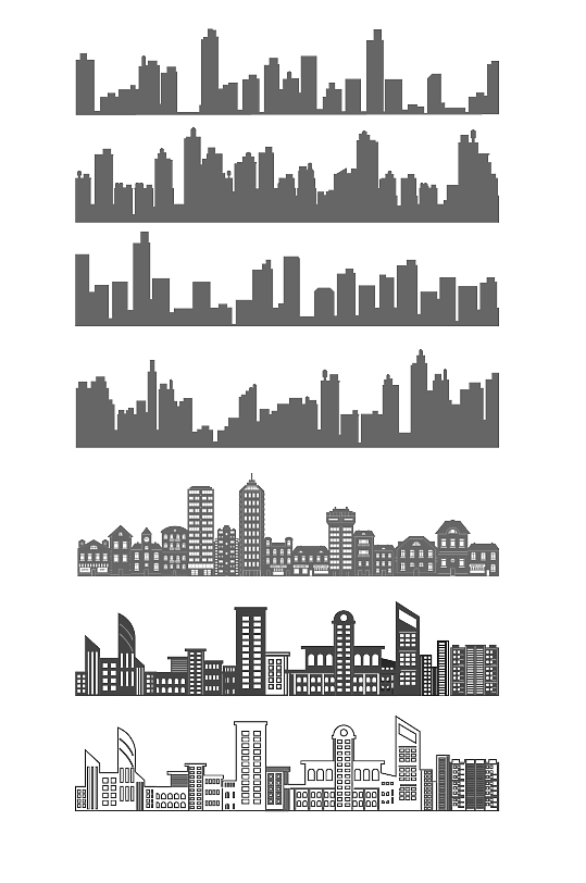 现代城市天际线建筑高楼大厦剪影