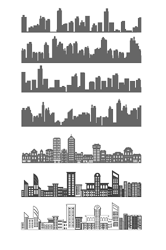 现代城市天际线建筑高楼大厦剪影