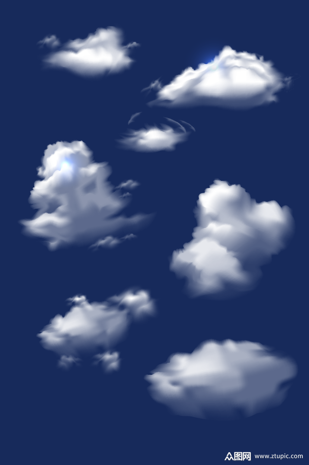 免抠蓝天白云云朵元素素材
