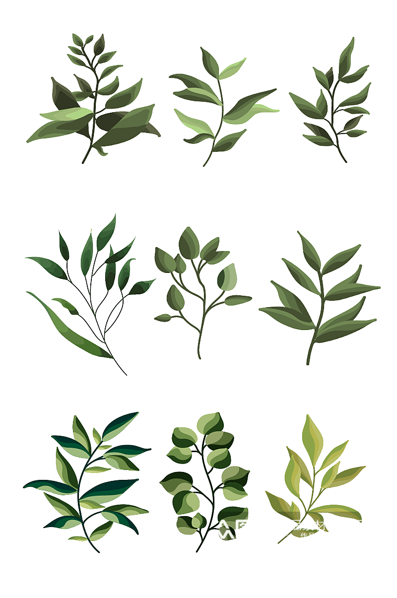 卡通手绘植物叶子元素素材