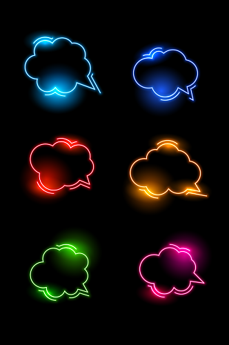 商务科技霓虹发光云朵边框对话框标题框