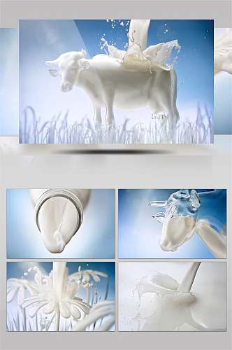创意广告飞溅牛奶4K合成背景视频AE模板