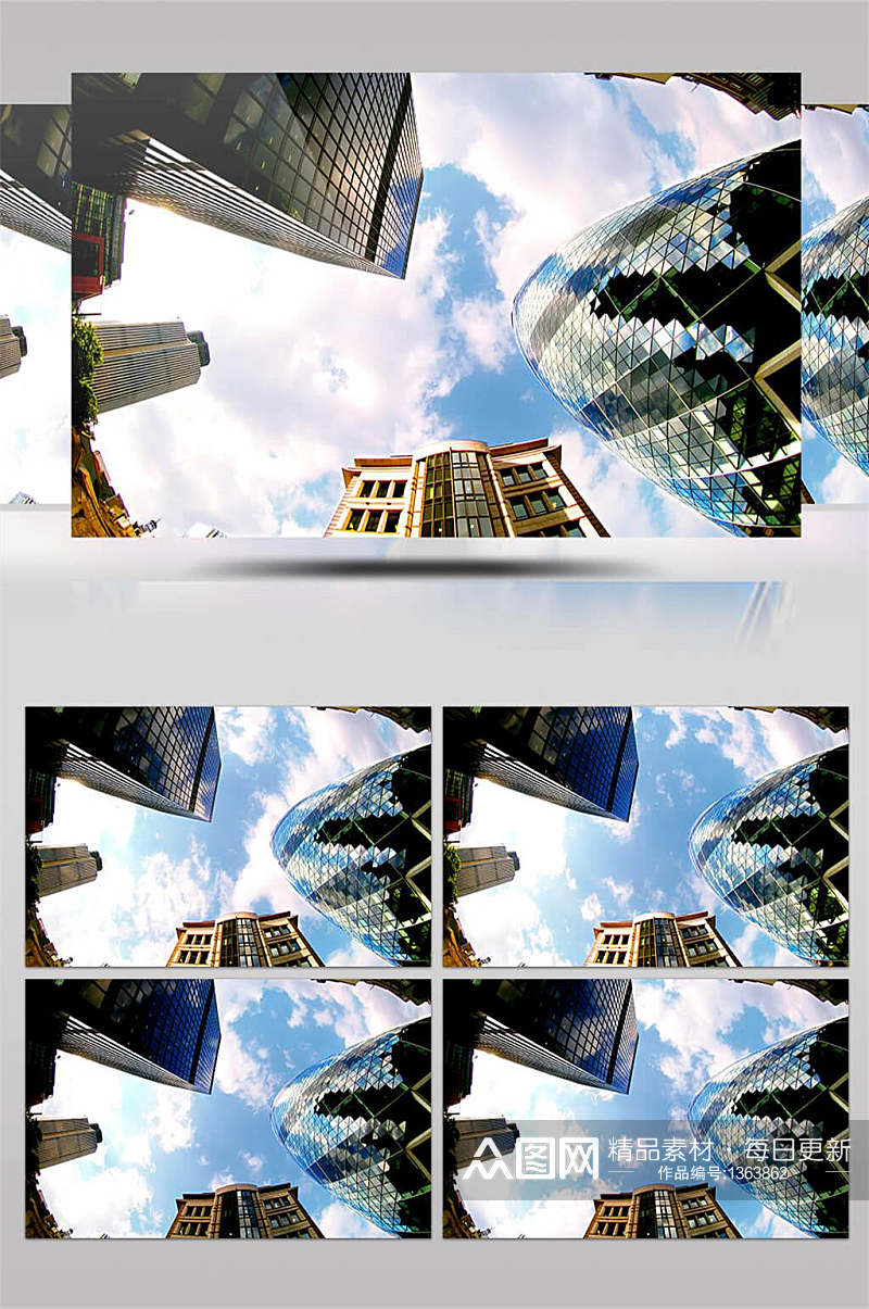 城市地标高楼大厦上空云层移动4K延时视频素材