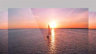 4K航拍海平面帆船日落晚霞傍晚风景视频素材 风景视频-众图网