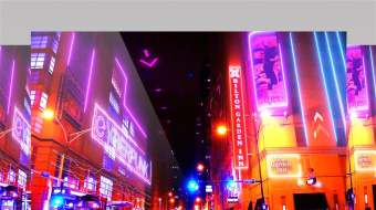 原创赛博朋克城市街道夜景动态4K视频特效-众图网