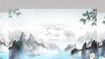 中国风水墨古典淡雅山水意境荷塘动态背景-众图网