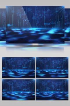 蓝色粒子线条上升4K科技背景视频AE模板