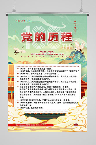 中国风党的历程党建海报