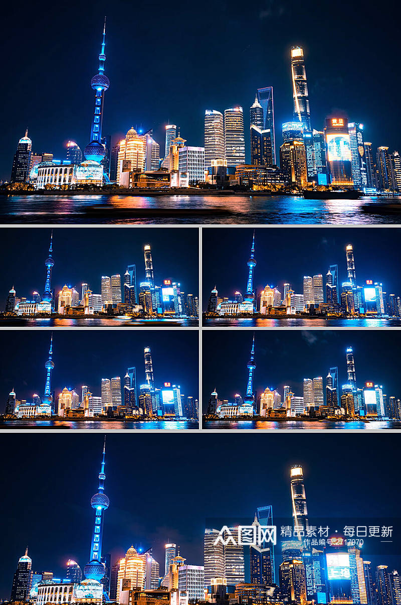 8K震撼延时上海陆家嘴外滩夜景动态灯光秀 视频素材