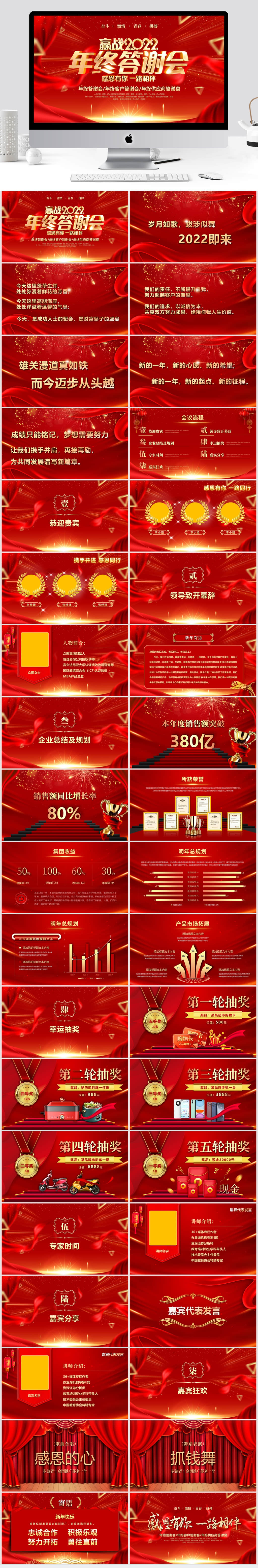 紅色喜慶年終答謝會總結(jié)企業(yè)頒獎典禮ppt素材
