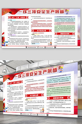 学习一线三排安全生产党建展板素材下载-众图网