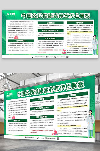 健康教育中国公民健康素养宣传栏展板
