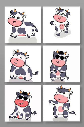 奶牛卡通奶牛动物元素插画