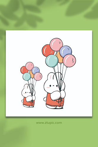 气球兔简约免扣素材个性色彩