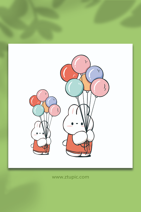 气球兔简约免扣素材个性色彩