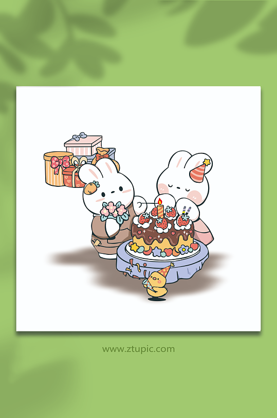 兔子礼物可爱卡通动物插画矢量素材