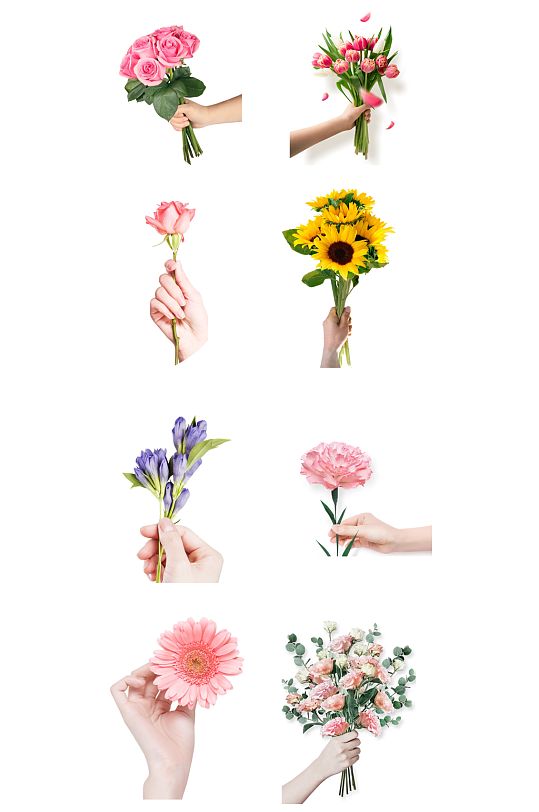 手捧鲜花素材情人节节假日png