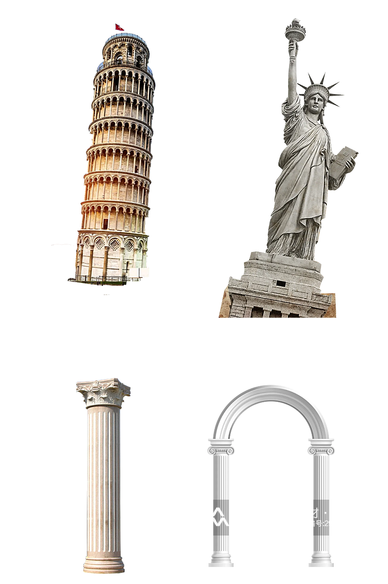 欧洲自由女神柱子建筑png素材