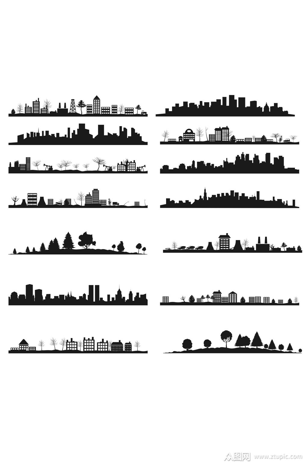 楼层建筑剪影png素材素材