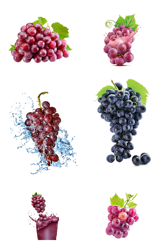 紫葡萄绿葡萄酒水果素材png