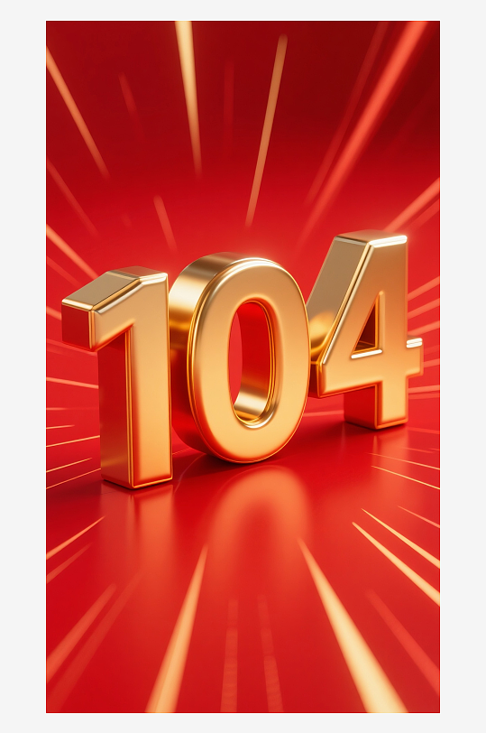 3D渲染国庆104周年数字艺术字
